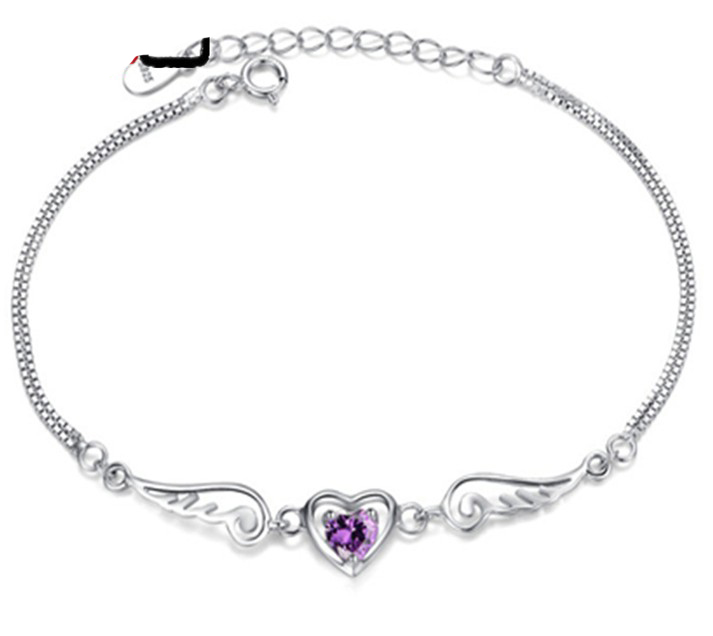 SS11036-1 S925 sterling silver angel wings lovers bracelet